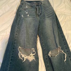 wide cut straight baggy denim